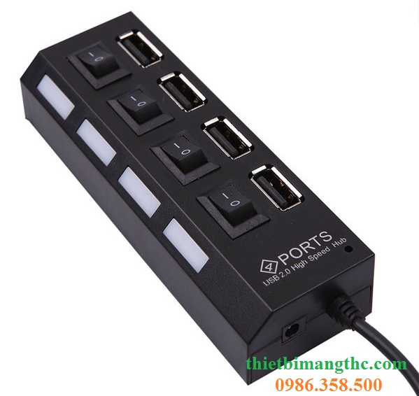 Bộ chia USB 4 Cổng, Hub USB 4 Cổng có công tắc